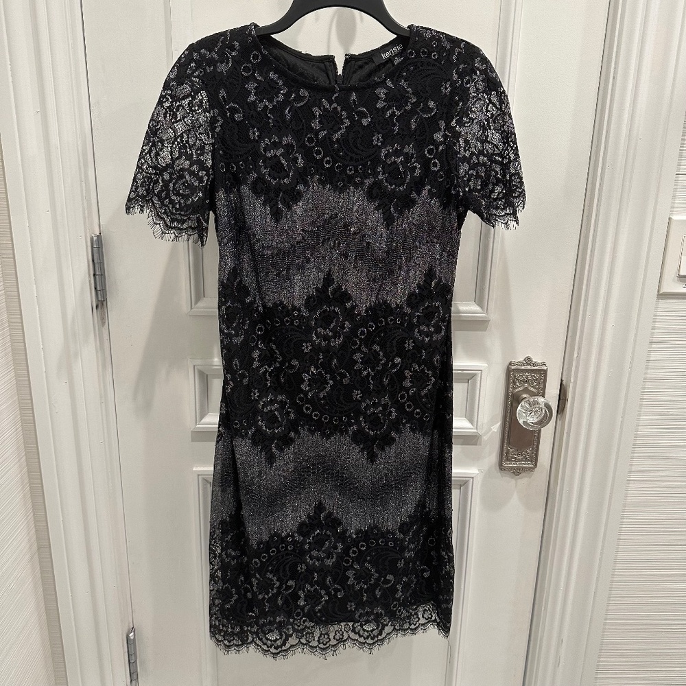 NWOT Black lace midi dress